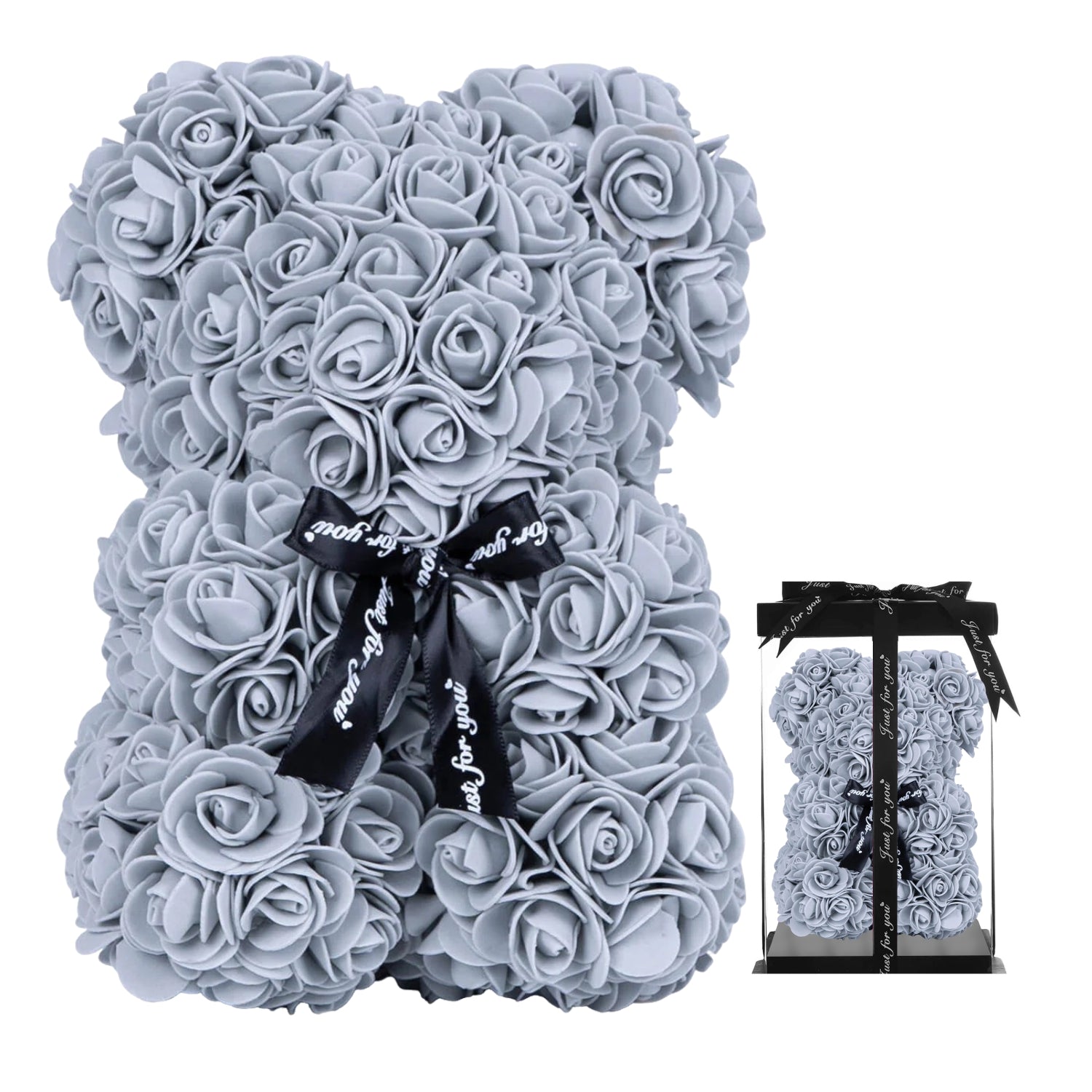 Heather Grey Rose Bear Small 25cm