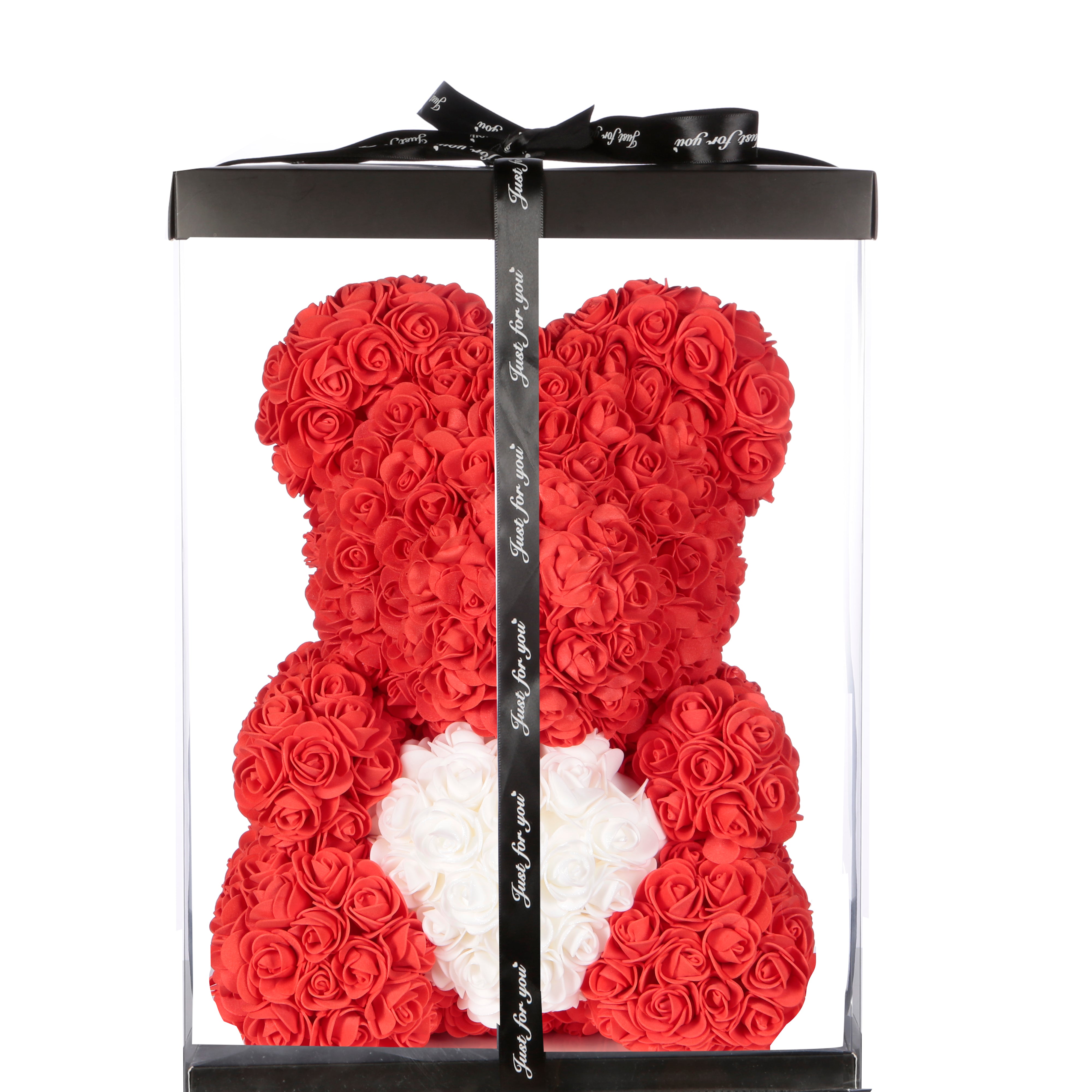 Red Rose Bear With White Heart 40cm