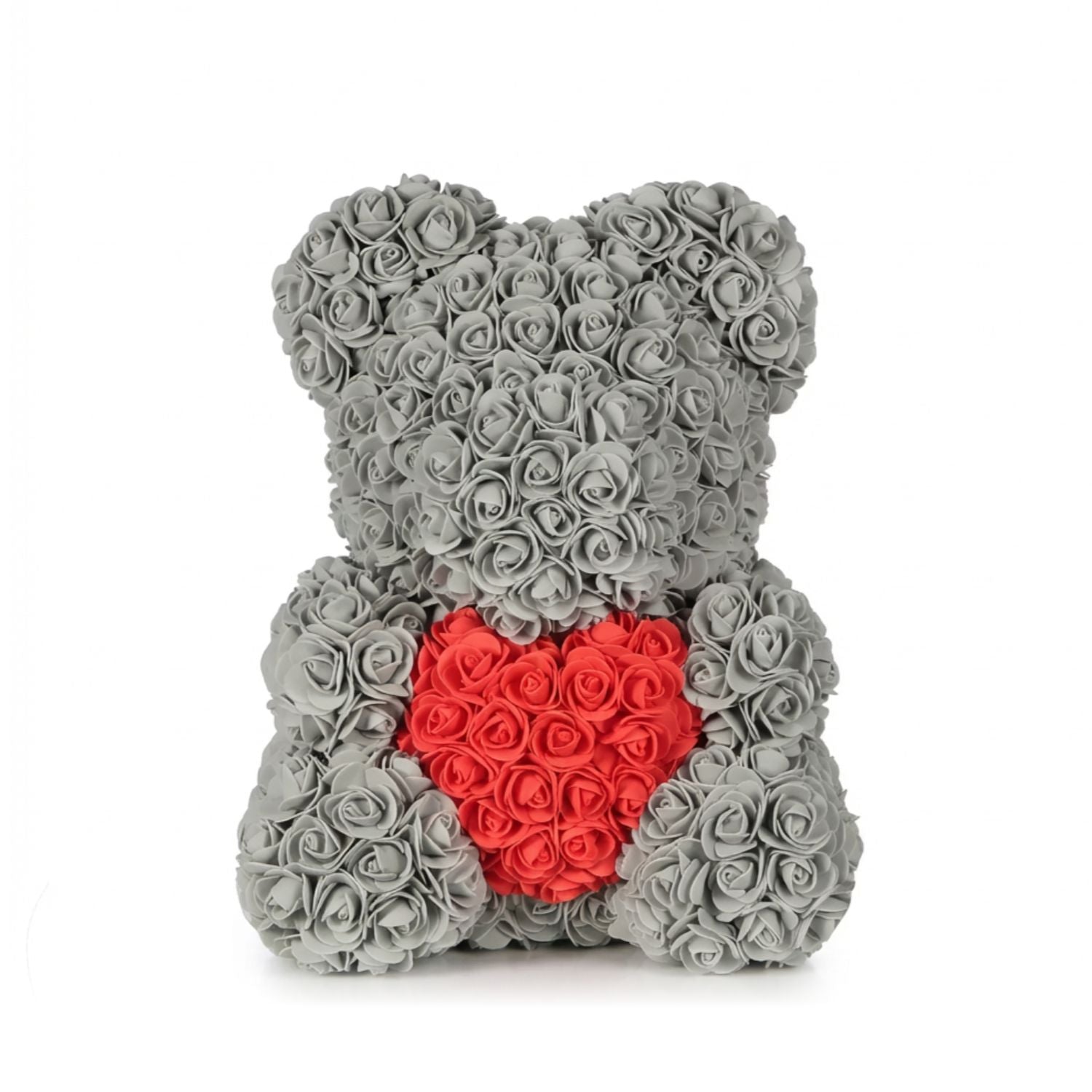 Grey Rose Bear With Red Heart 40cm