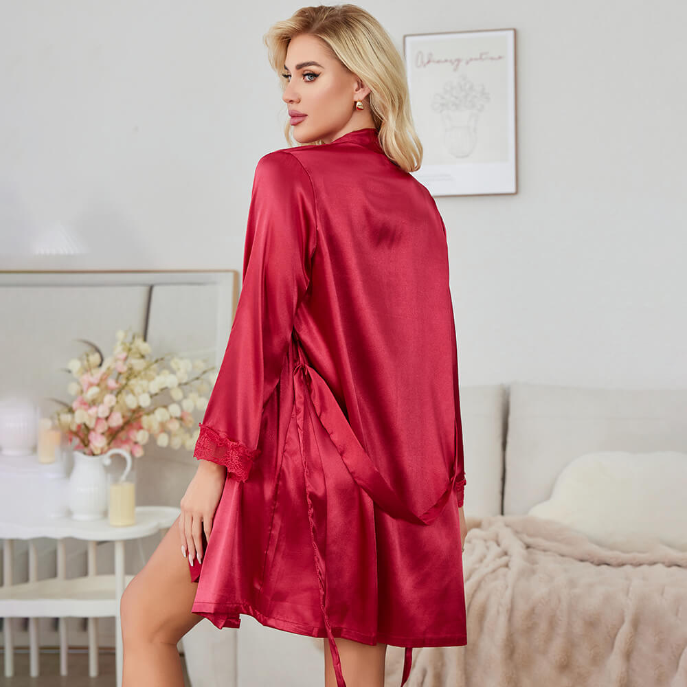 Lace Cami Sleep Dress & Ruffle Robe Set
