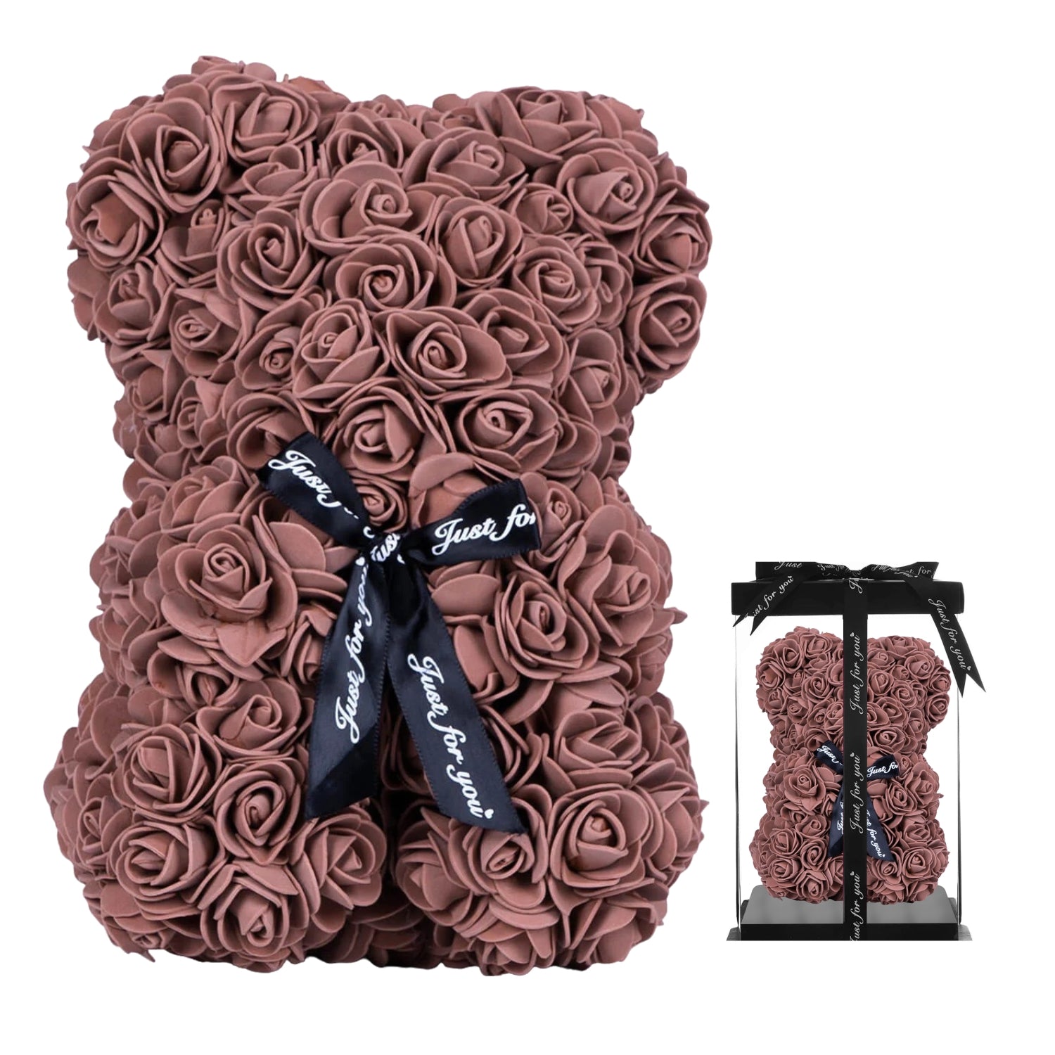 Chocolate Brown Rose Bear Small 25cm