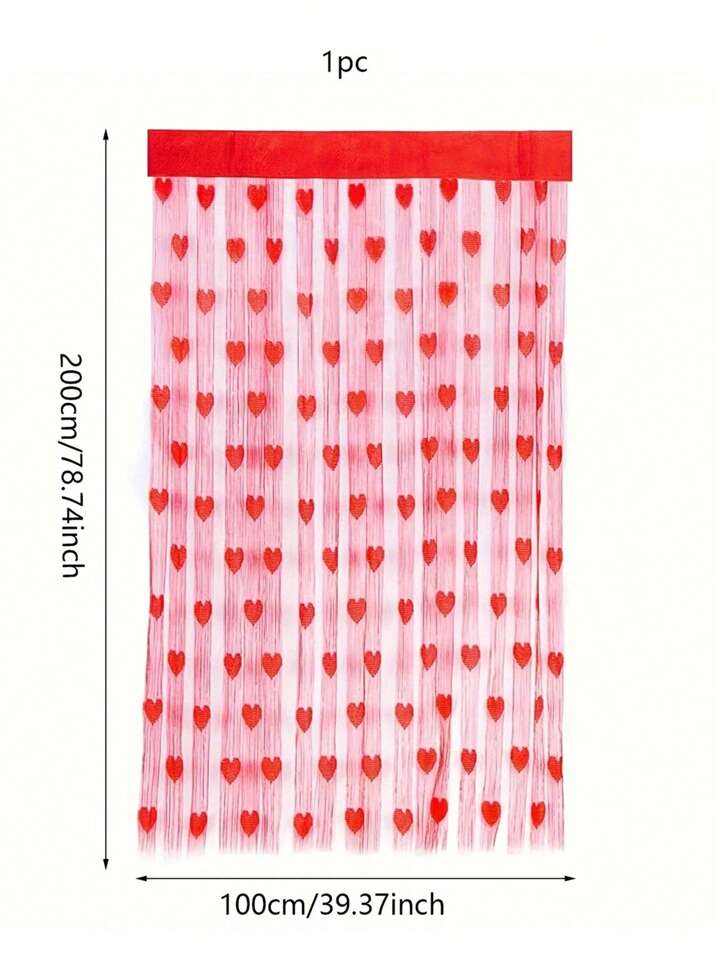 Red Heart Lace Curtain - Valentine’s Day Wedding Decoration