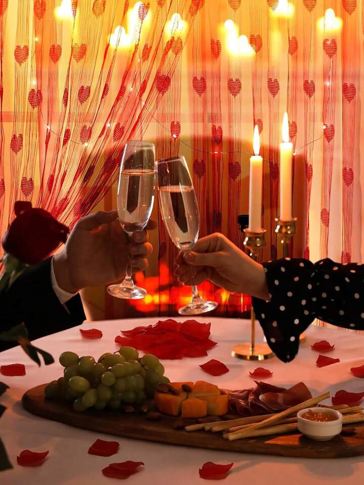 Red Heart Lace Curtain - Valentine’s Day Wedding Decoration