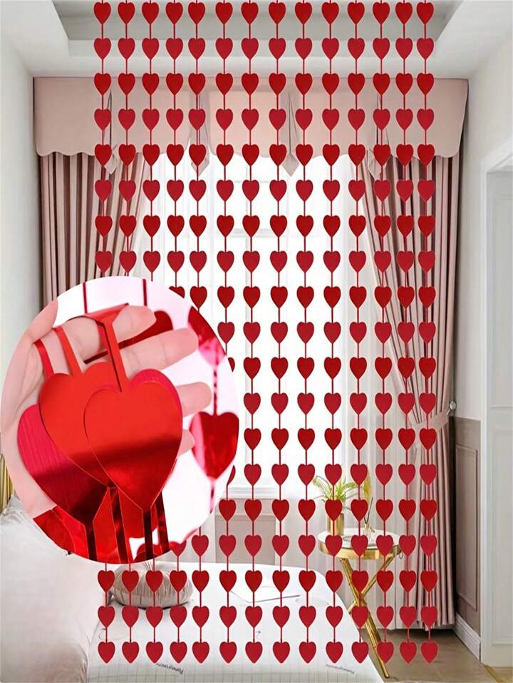 Red Heart Foil Fringe Curtain