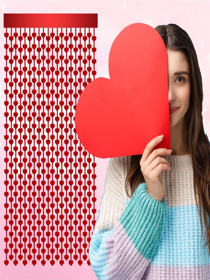 Red Heart Foil Fringe Curtain