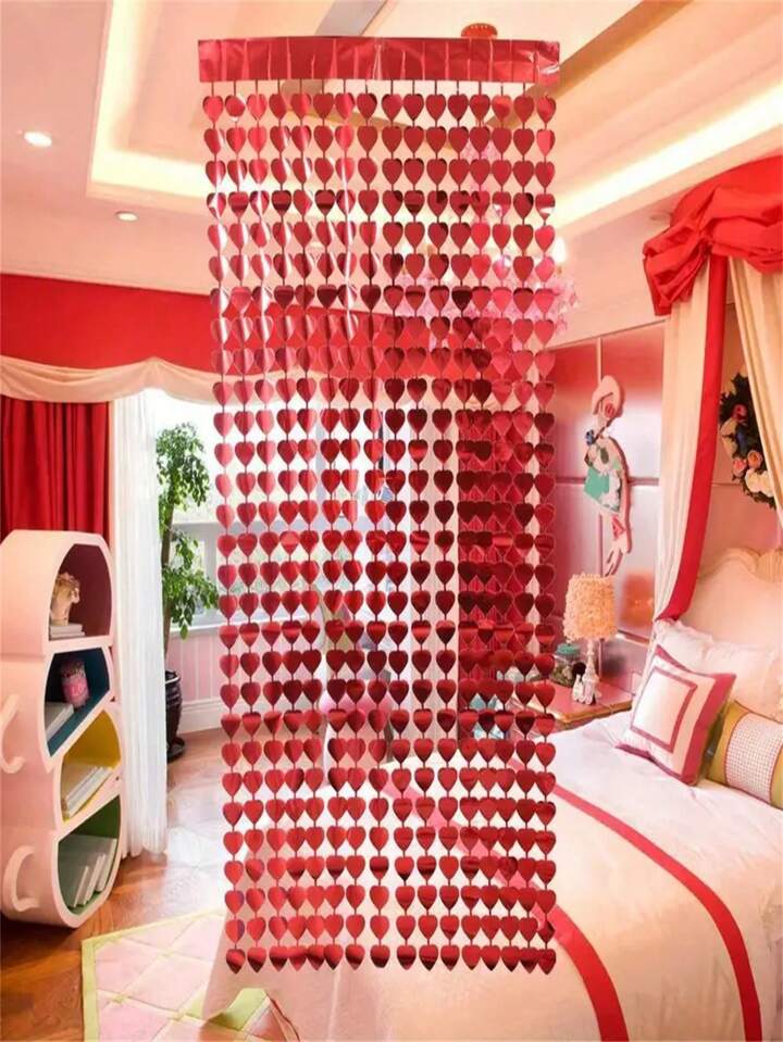 Red Heart Foil Fringe Curtain