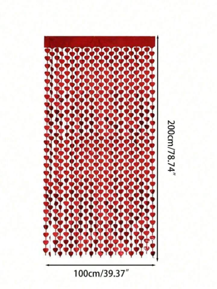 Red Heart Foil Fringe Curtain