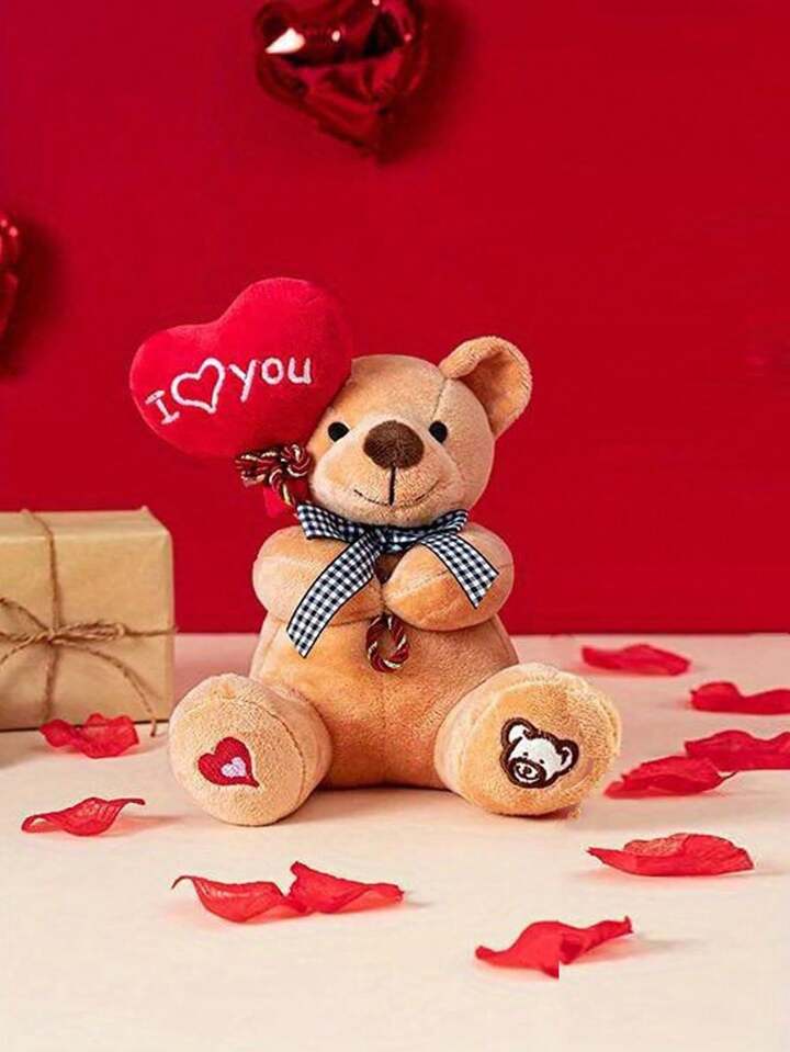 Heart Balloon Bear Plush Doll, I Love You Bear Doll
