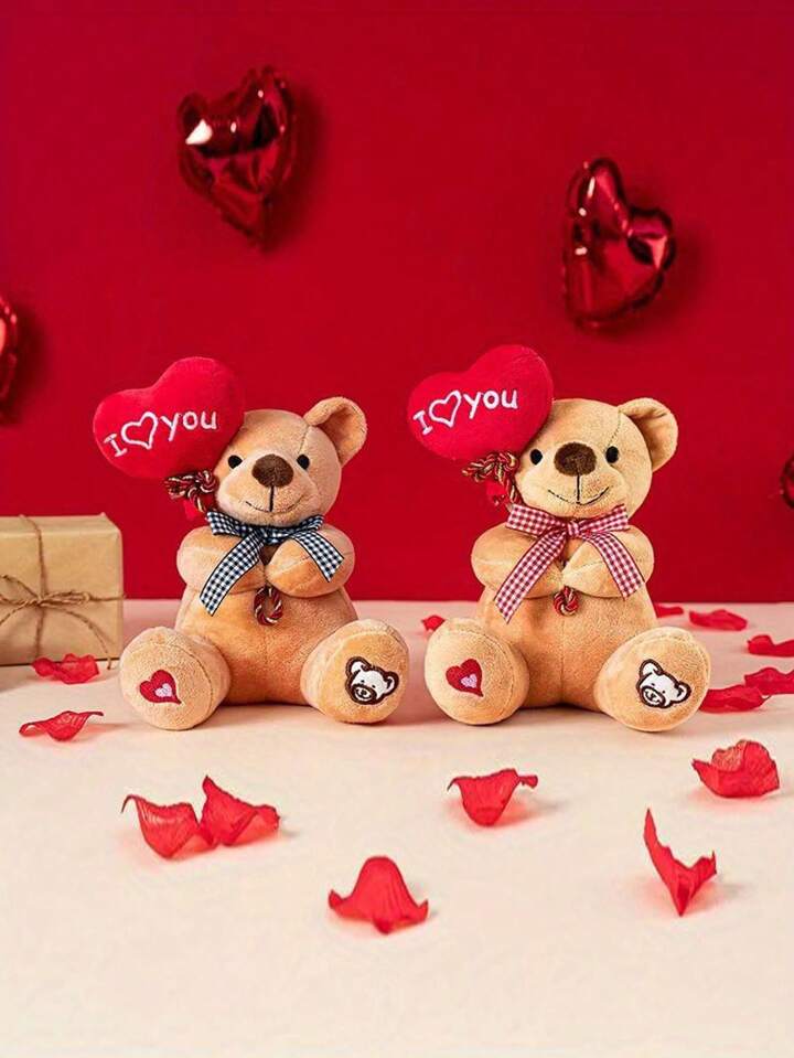 Heart Balloon Bear Plush Doll, I Love You Bear Doll