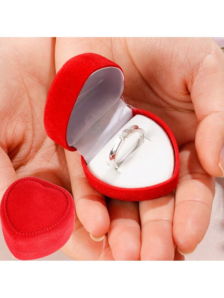 Elegant Red Heart-Shaped Ring Box