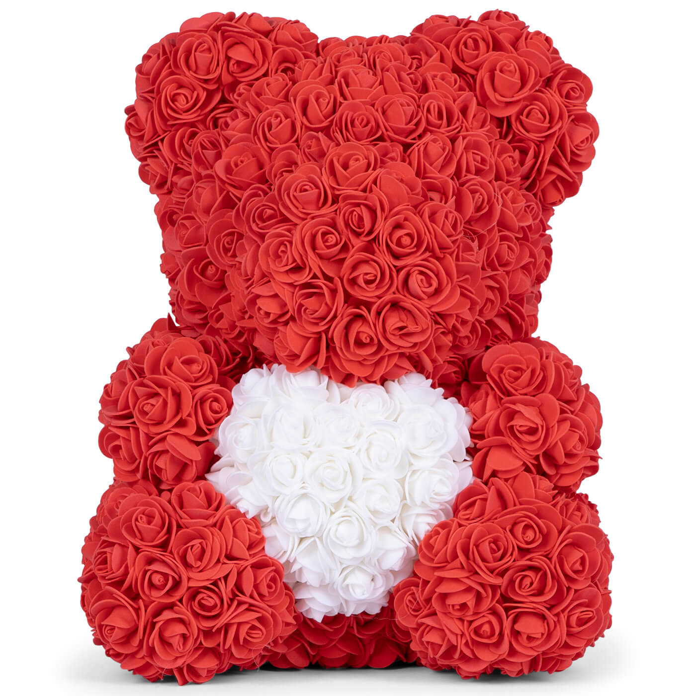 Red Rose Bear With White Heart 40cm