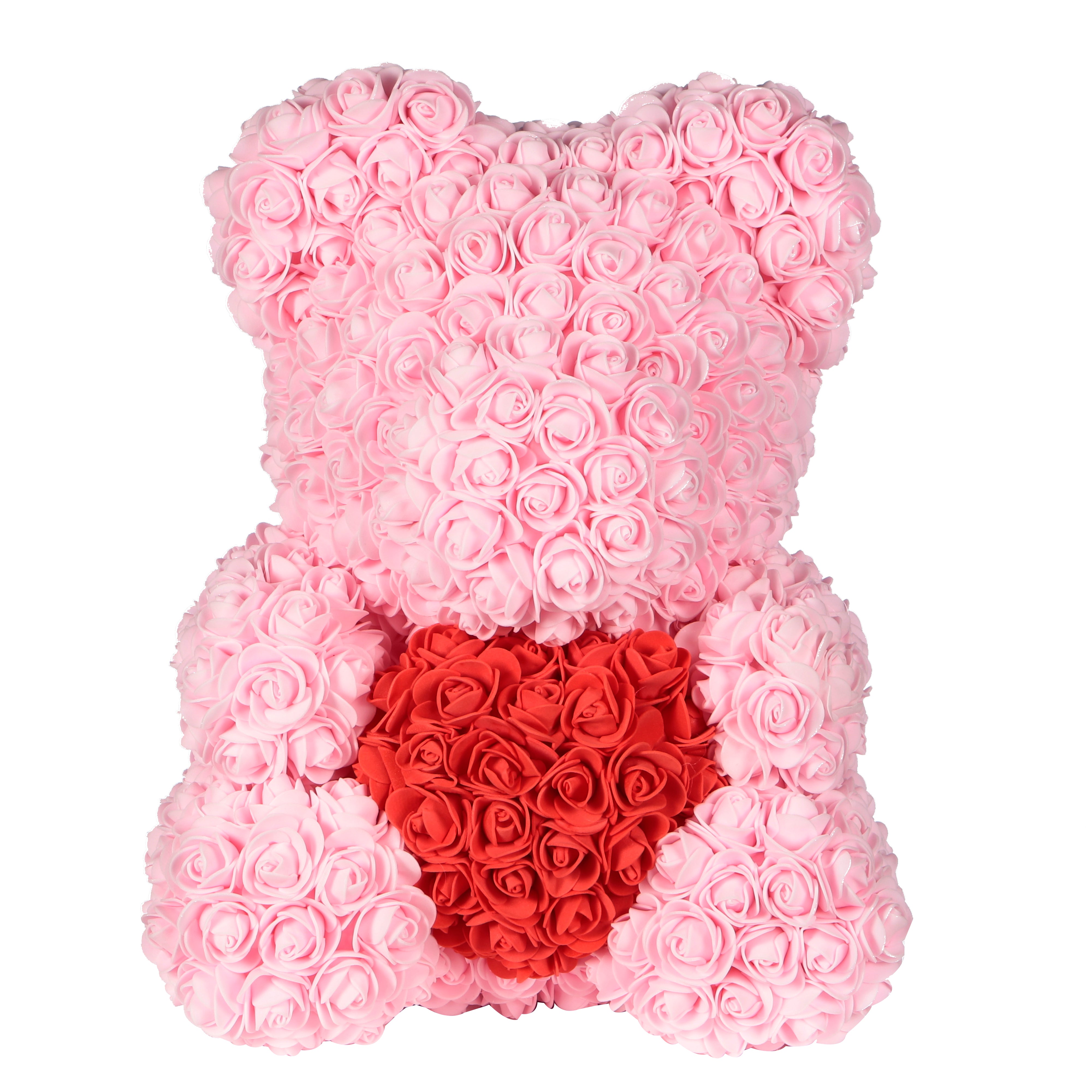 Pink Rose Bear With Red Heart 40cm