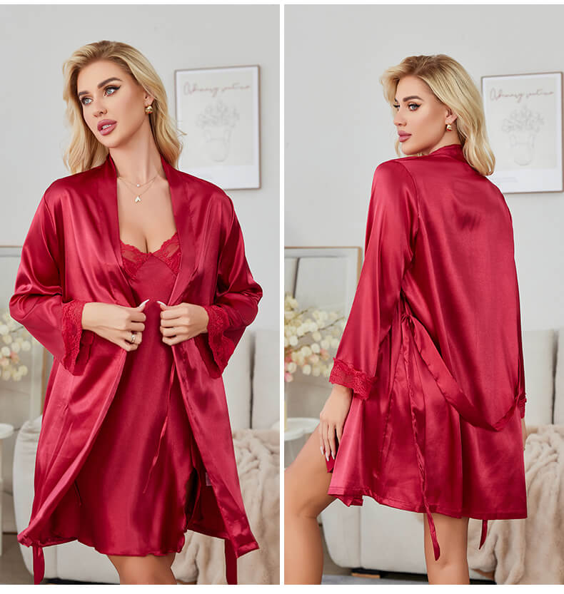 Lace Cami Sleep Dress & Ruffle Robe Set
