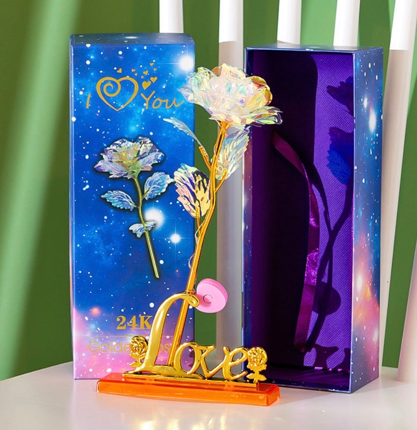 24K Galaxy Rose With Gift Box & Bag