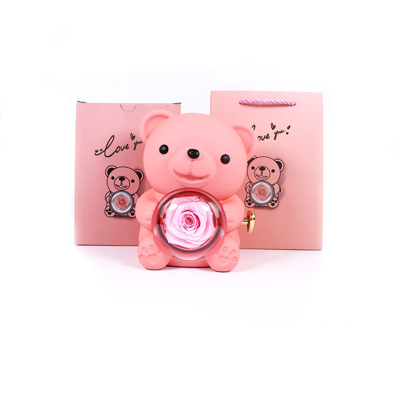 Eternal Rose Teddy Bear & Necklace