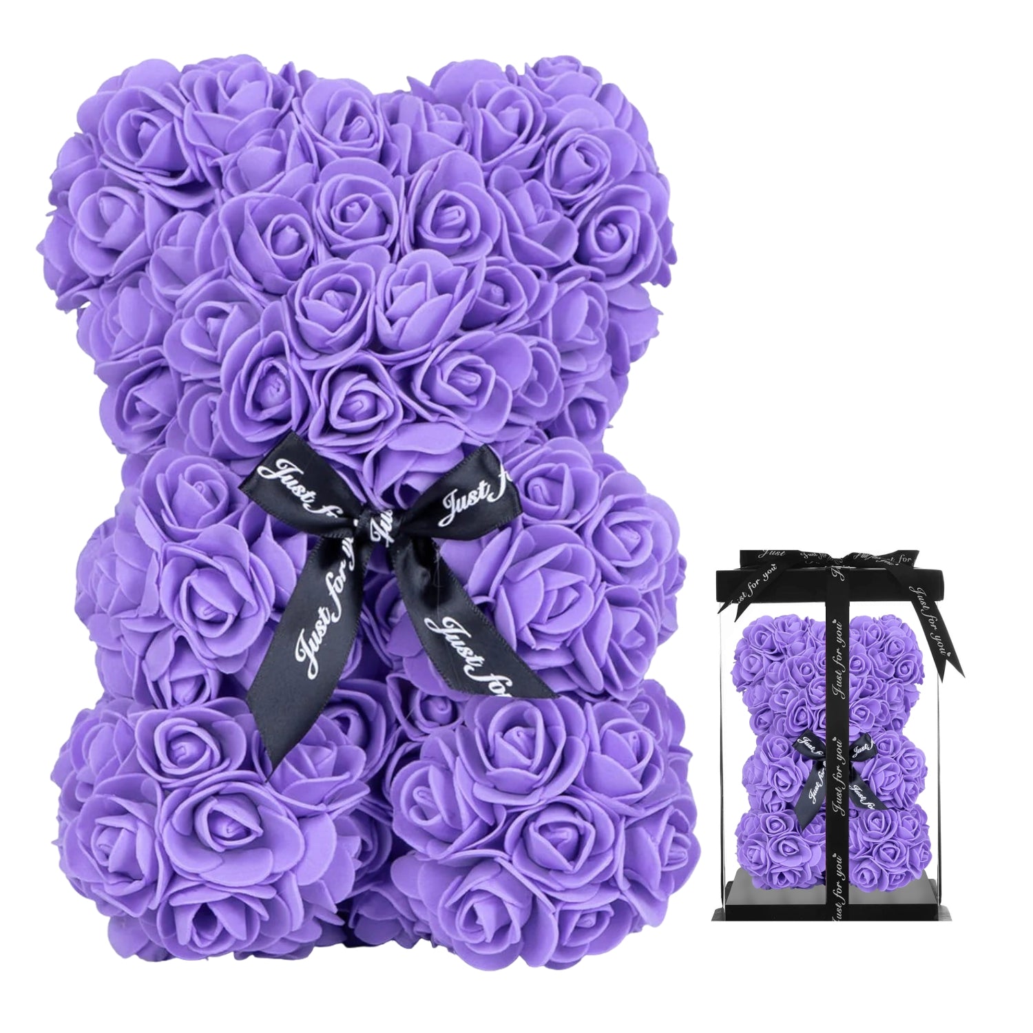 Violet Purple Rose Bear Small 25cm