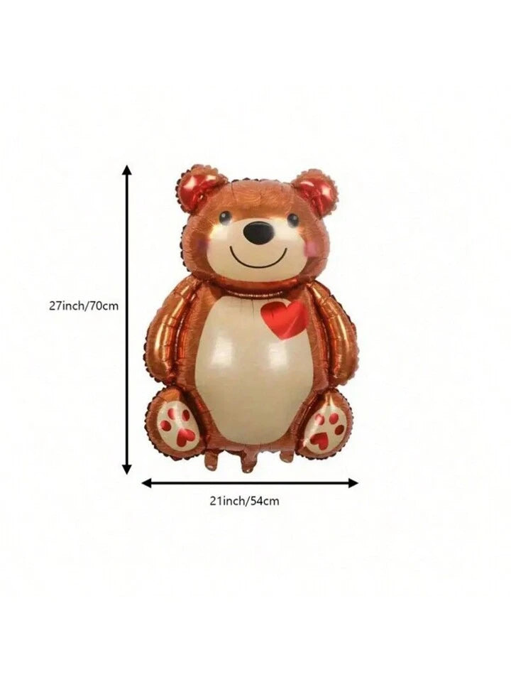 Cartoon Heart Hugging Bear Foil Balloon