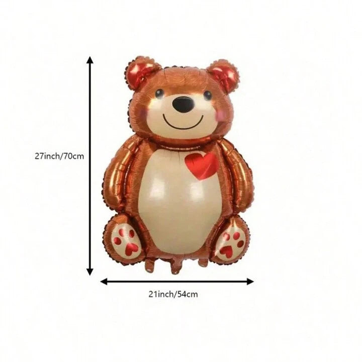Cartoon Heart Hugging Bear Foil Balloon