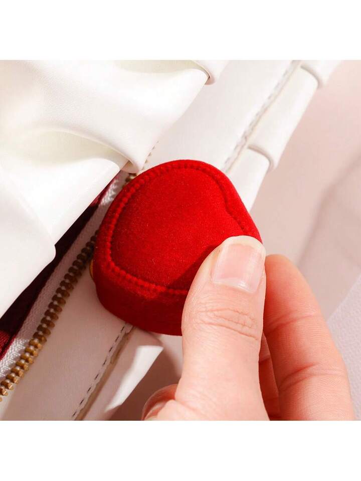 Elegant Red Heart-Shaped Ring Box
